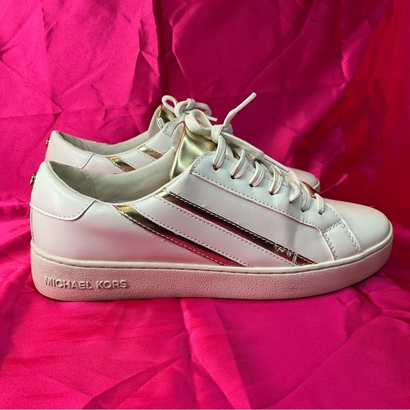 Michael Kors White and Gold Women's Sneakers 8M - Picture 9 of 12